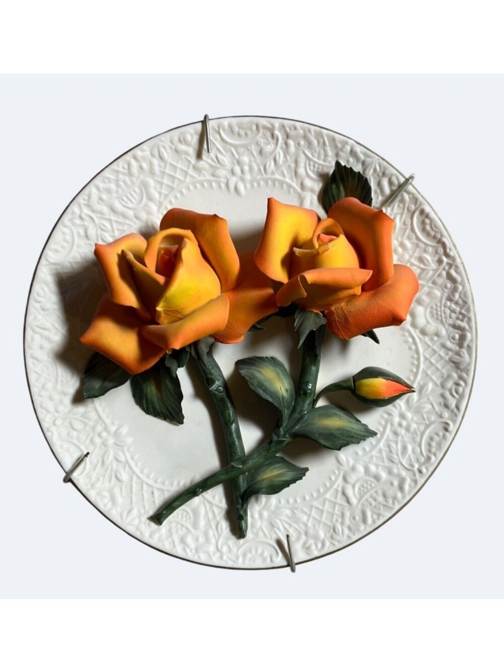 The Orange Roses Of Capodimonte Limited Edition Decorative Plate Franklin Mint